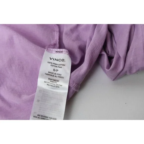 Vince Light Purple Pink Sheer Crew Neck Knit Top Cowl Neck Size S 100% Cotton - Picture 9 of 12